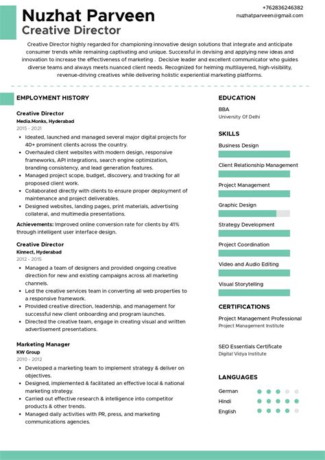 Creative director resume - Fashion Creative Director Resume Example. Stephanie R. Hayden 3972 Morris Street Pleasanton, TX 78064 Phone: 830-281-1750 Email: srhayden@anymail.com Career Objective: To work as a fashion creative director with "Global Fashion, Inc." and design clothes that have potential to change the wardrobe trends throughout …